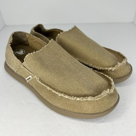 Crocs Mens Beige Fabric Slip On Solid Round Toe Low Top Size 9 Casual Shoes - Picture 2 of 10